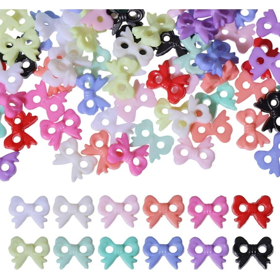 Colorful 120Pcs 12 Colors Mini Resin Bowknot Button 2-Hole Garment Accessories for DIY Handmade Craft Art Sewing Cloth