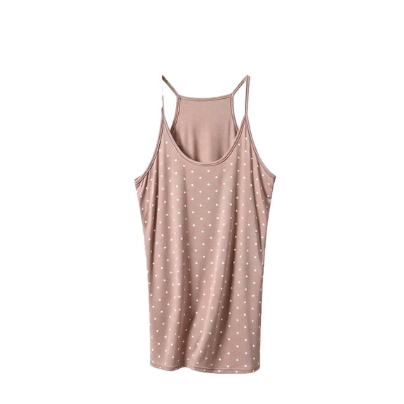 Soft Undershirts for Women Polk Dot Tank Tops Trendy Racerback Top Breathable Casual Everyday Summer Camisole Khaki 3XL
