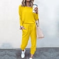 thumbnail image 4 of GZWYHT Sets for Women Long Sleeve Sets for Women Women Solid Color Long Sleeve Loose Long Pants 2 Set Lounge Sets for Women Track Suits for Women Set Yellow L, 4 of 4