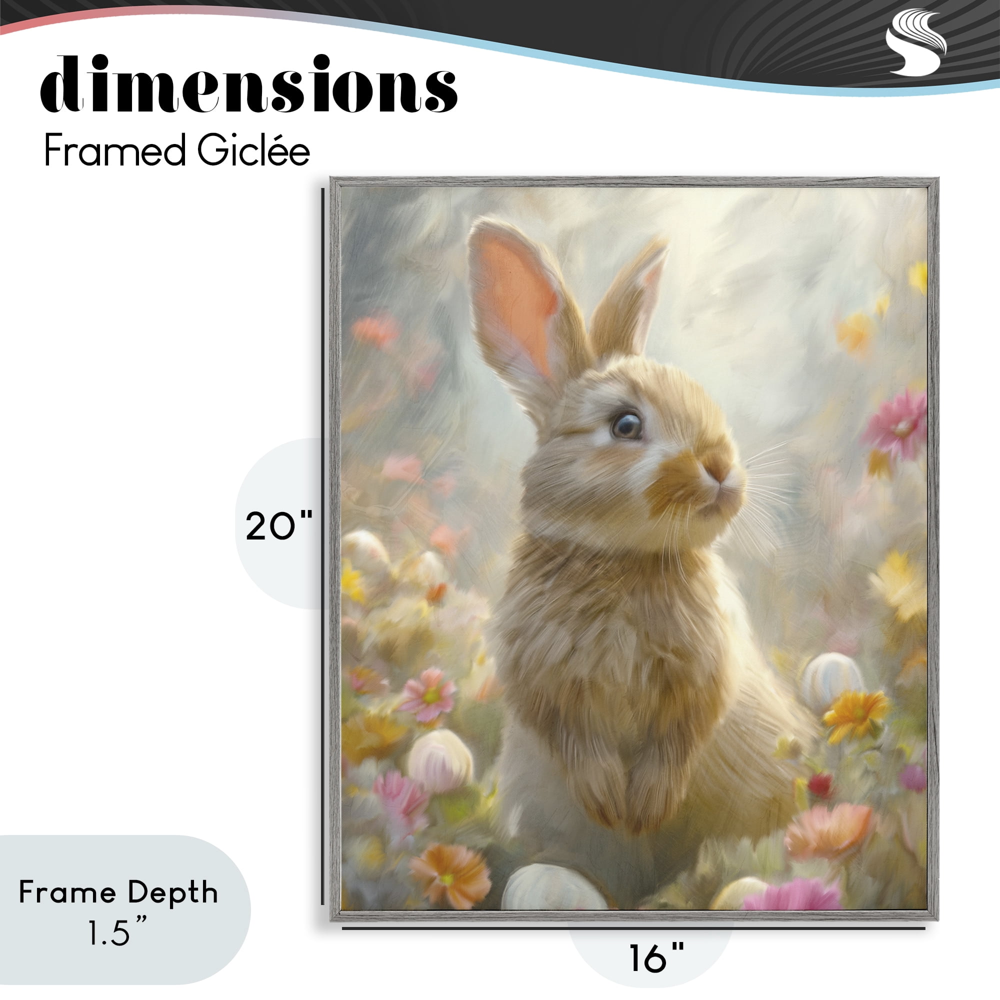 Stupell Industries Bunny Dreams Meadow Gray Framed Giclee Art, design by Kim Allen