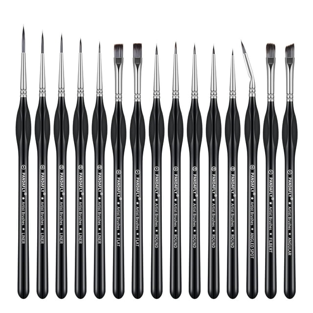 Set de pinceles para pintura PANDAFLY, 15 piezas, mini pinceles de detalle artístico