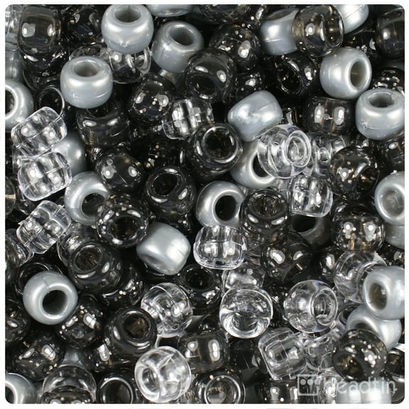 BeadTin Dark Knight Mix  9mm Barrel Pony Beads (500pcs)