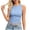 Light Blue, variant on Summer Tank Tops for Women Crew Neck Sleeveless Ribbed Fitted Button Shirts Casual Pullover Basic Blouses
