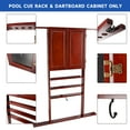 thumbnail image 6 of GSE Games & Sports Expert 10 Cue Wall Mounting Billiard Cue Rack & Dart Board Cabinet Combination, Hanging Wall Pool Stick Holder & Dartboard - Mahogany, 6 of 7