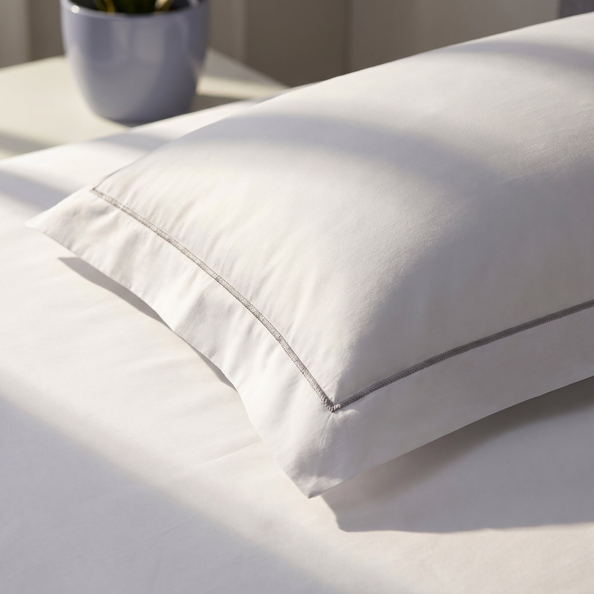 Unique Bargains 2 Pack Cotton Pillowcase Cooling Envelope Closure Bedding Queen Light gray