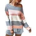 thumbnail image 3 of Uniexcosm Women's Casual Lounge Set Long Sleeve Tops and Shorts Sleepwear, 3 of 10