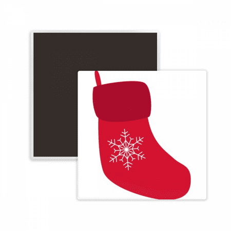 

mas Snowflake Sock Red Festival Square Ceracs Fridge Magnet Keepsake Memento