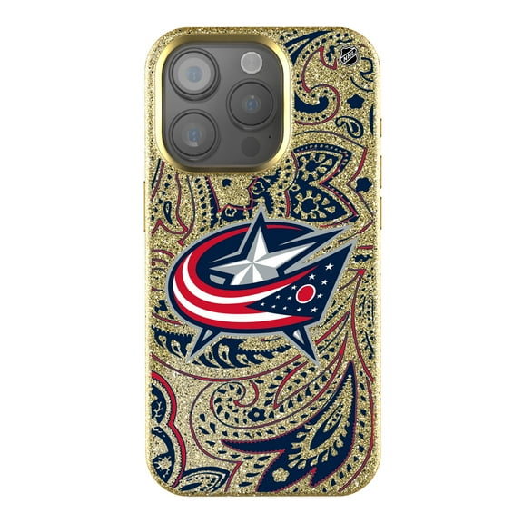 Keyscaper Gold Columbus Blue Jackets Paisley Bling iPhone Case
