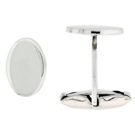 Sterling Silver Plain Oval Cufflinks Swivel Bar, 7/16 inch wide