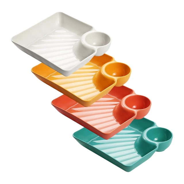 Juego de 4 Piezas Que Incluye Platos Y Platillos para Dumplings, Platos para Sushi Japonés, Bandejas para Servir Y Platos para Salsas, Aperitivos Y Fr