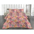 thumbnail image 2 of Ambesonne Floral Quilted Coverlet 3 Pcs, Exotic Roses and Orchid Art, Queen Size, Dark Peach Coral and Plum, 2 of 4