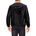 thumbnail image 3 of Chaqueta de lentejuelas Argyle Inspire Chic para hombres, de manga larga, metálica, brillante, con capucha, disco, color negro, 3 of 5