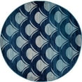 thumbnail image 1 of 841864117547 Tapis d'Art 5 Pi. Collection Portuaire Vagues Tapis Rond Tissé, Marine, 1 of 1