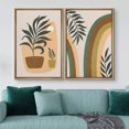 thumbnail image 2 of IDEA4WALL Framed Canvas Print Wall Art Set Mid-Century Green Rainbow Plant Vase Nature Illustrations Modern Art Rustic Decorative for Living Room, Bedroom, OfficeL - 24"x36"x2 Natural, 2 of 5