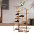 thumbnail image 3 of MoNiBloom Bamboo 14 Tiers Shoes Rack, 28 Pairs Organizer Shelves Stand, Brown, for Entryway, 3 of 11