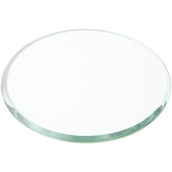Plymor 3" Round, 3mm Thick Beveled Clear Glass Circle, Pack of 2