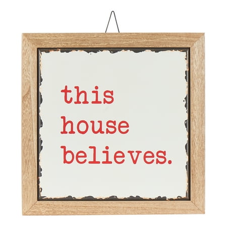 Holiday Time This House Believes Hanging Sign Christmas Decoration, 12