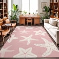 thumbnail image 2 of Rectangle Area Rugs 5 x 7 Ft, Pink Starfish Coastal Non-Slip Residential Carpet, Nautical Summer Ocean Abstract Art Indoor Crawling Mats Runner Rugs for Living Room/Dining Room/Bedroom, 2 of 9