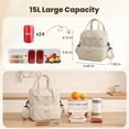 thumbnail image 4 of Insulated Lunch Box & Lunch Bag for Women Men, Water Resistant Reusable Double Deck Large Cooler Bag for Work Travel Outdoor, 12L,White, 4 of 7