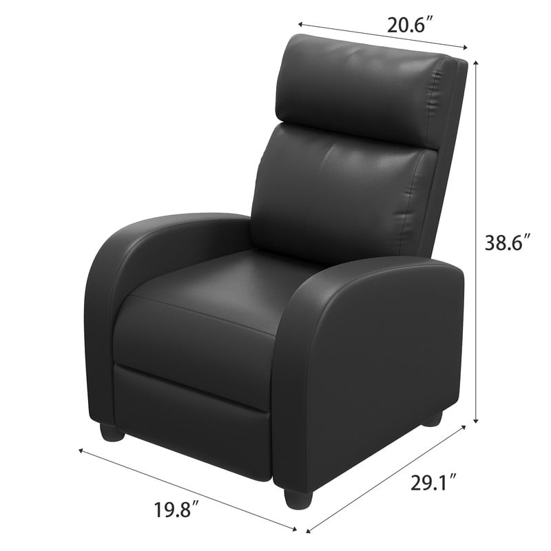 Vineego PU Leather Recliner Chair - Adjustable Backrest, Ergonomic Support & Compact Design for Living Room,Black