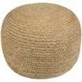 thumbnail image 2 of Kaumakani Natural Wicker Jute Round Pouf - Ottoman Style Braided Woven Foot Stool - Natural Fiber Round Cylinder Ottoman - 100% Polybead Fill - Beige, Brown- 19.75" x 16, 2 of 7