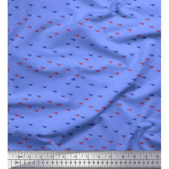 Soimoi Georgette Viscose Fabric Helicopter Shirting Printed Craft Fabric by The Yard 42 Inch Wide