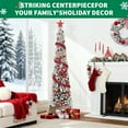 thumbnail image 6 of CazToi 6ft Pre-Lit Snow Flocked Pencil Christmas Tree Slim Artificial Holiday Decor for Home Office, 6 of 13