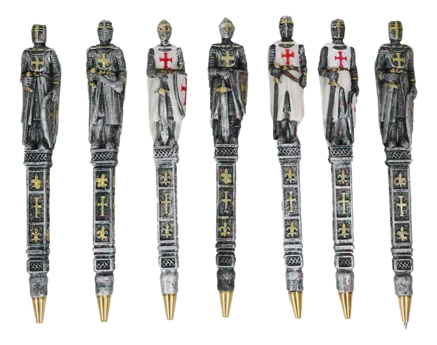 Pack Of 12 Medieval Crusader Knights Of The Cross Writing Pens Office Stationery