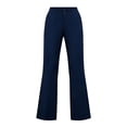 thumbnail image 4 of Qgtaibl High Waisted Flare Work Pants for Women Double Button Slim Fit Dress Trousers with Pockets Solid Color Business Casual Pants Navy L, 4 of 6