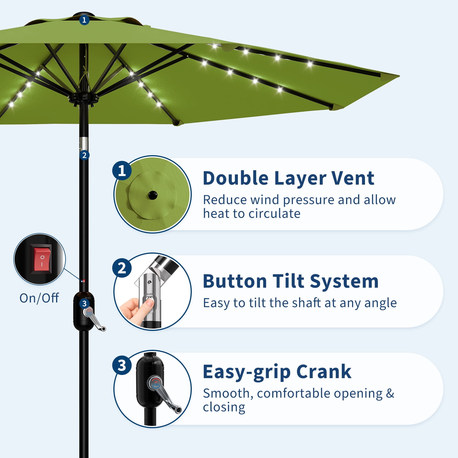 GOGRANT 98.4 in Multicolor Rectangle Market Patio Umbrellas, Fade Resistant