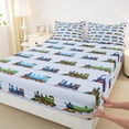 thumbnail image 3 of Manfei Kawaii Railway Train Twin Sheet Sets 3pcs for Boys Girls,Cartoon Car Twin Fitted Sheet Microfiber,Transportation Theme Breathable Flat Sheet,Microfiber Bedroom Decor, 3 of 7