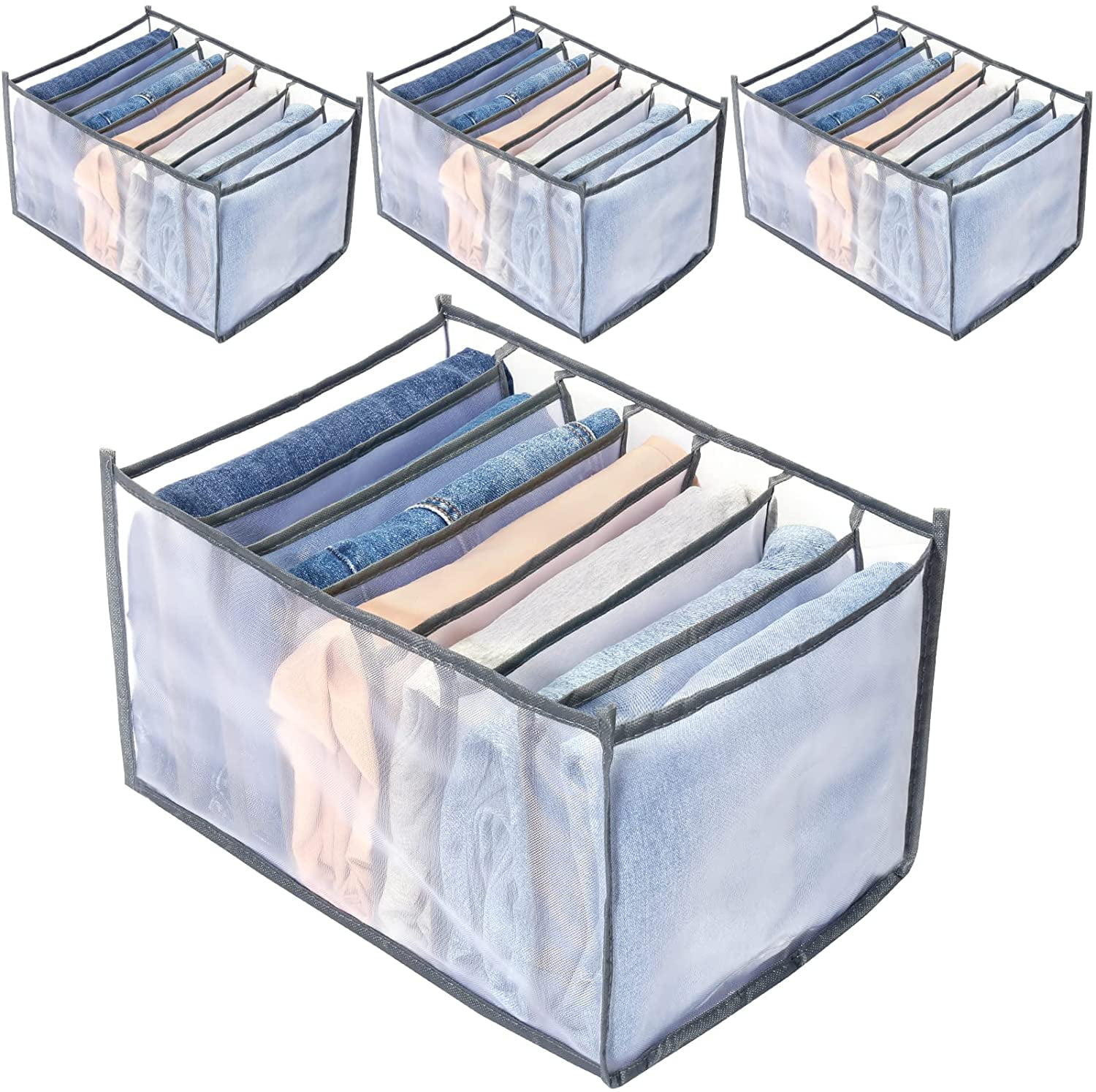 Underwear Storage Boxes Foldable Drawer Organizer 7 Grids Wardrobe Drawers  Divider Pants Clothes Storage Box Washable Fabric Boxes for Trousers Jeans