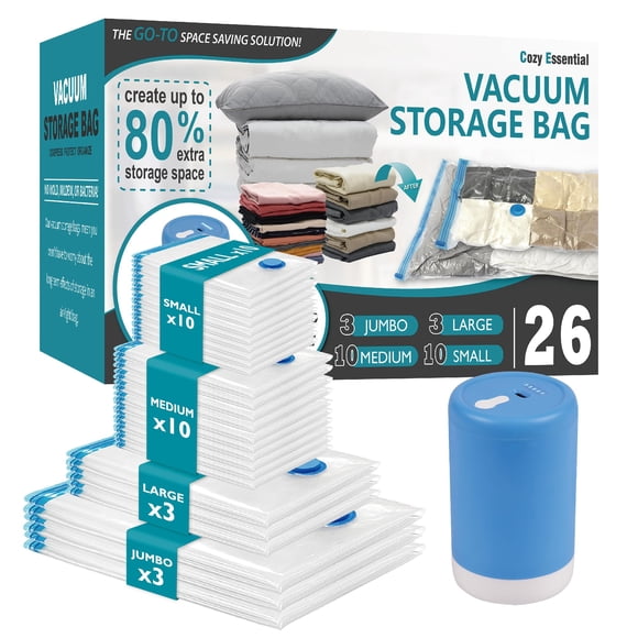 Bolsas de almacenamiento Cozy Essential que ahorran espacio con bomba eléctrica