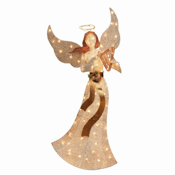 Holiday Time LightUp Glitter Christmas Angel Decoration, 60"
