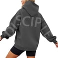 thumbnail image 3 of CAIXIA Womens Hoodies DISCIPLE Hoodie Sweatshirt Men Women Oversized Fashion Letter Printed Streetwear Hooded Pullover with Pocket,Dark Gray, 3 of 8