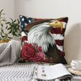 thumbnail image 6 of Fotbe Eagle With Hat And Roses Pattern Velvet Decorative Throw Pillow Covers with Elegant Piping, Soft Plush Cushion Cover for Sofa, Bed, Car, Office-20"x20", 6 of 8