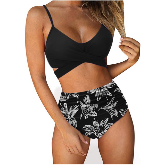 Conjunto de bikini a la moda para mujer, traje de baño de dos piezas con estampado de tirantes, traje de baño, ropa de playa Fridja nalpqowj53795