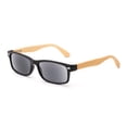thumbnail image 2 of Real Bamboo Reading Glasses Spring Hinge Genuine Bamboo Rectangular Reader w/Case, 2 of 3