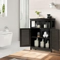 thumbnail image 3 of YANG2 Espresso Wooden Bathroom Floor Cabinet, 23.5 x 12 x 31.5 inches, 3-Position Adjustable Shelf, Double Shutter Doors, 3 of 9