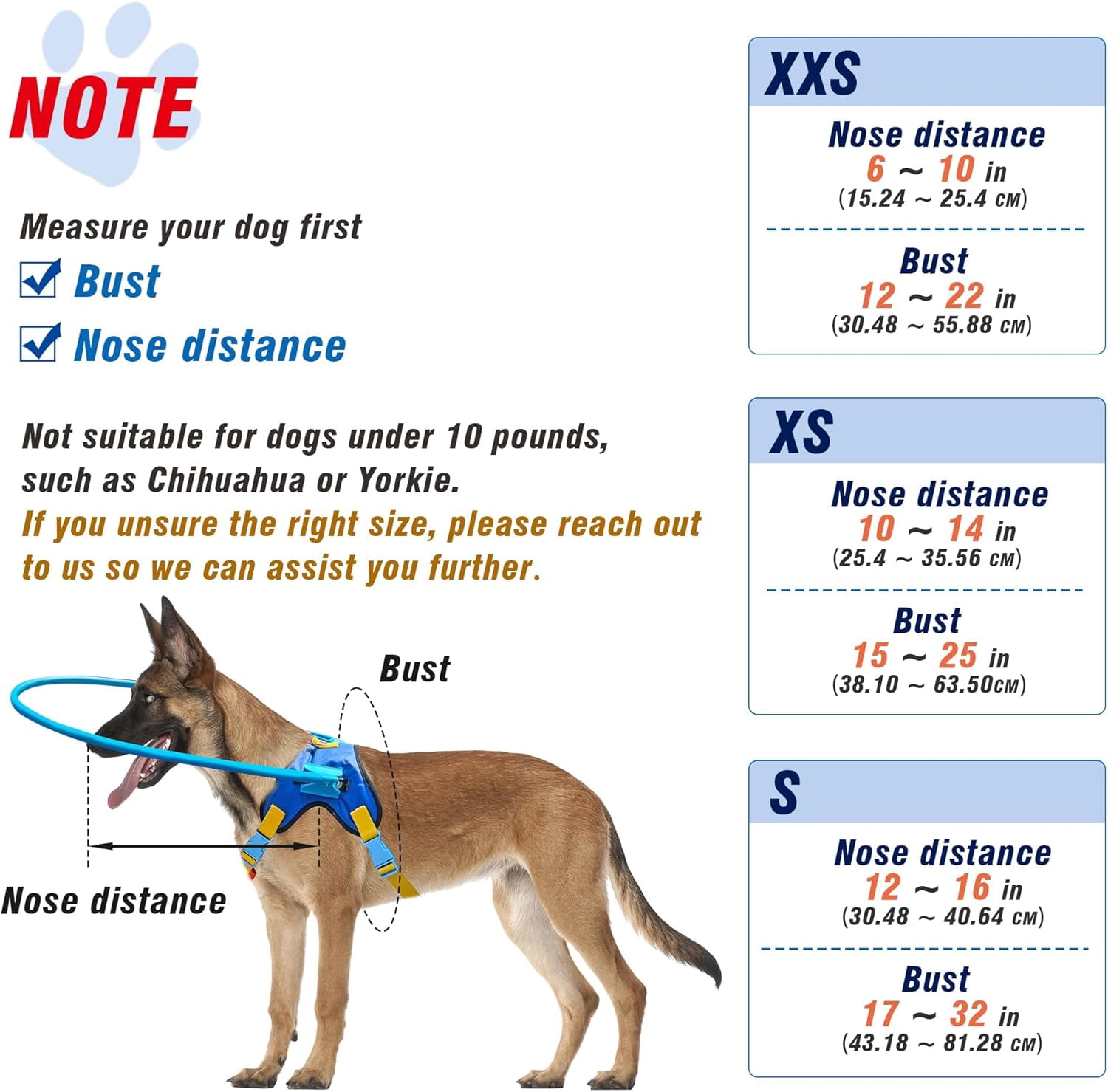 LetPetRun Blind Dog Halo Harness, Protective Confidence Building Harness for Visually Impaired Dogs, Lightweight & Safe,XXS