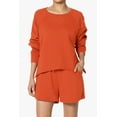 thumbnail image 2 of Women's Cotton Terry Long Sleeve Oversized Top & Drawstring Shorts SET, 2 of 11