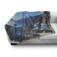 thumbnail image 3 of Travel Soft Flannel Fleece Throw Blanket, Long Seats in Terrace with Lake Sea View Summer Holiday Theme Art Print, Cozy Plush for Indoor and Outdoor Use, 70" x 90", Blue White and Green, by Ambesonne, 3 of 6