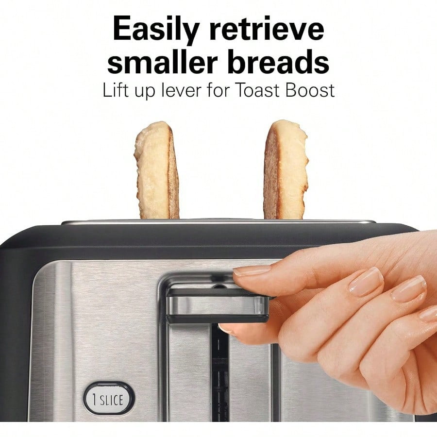 Gourmet 2 Slice Slot Toaster with Extra Long and Wide Slots SureToast Technology Shade Selector with 7 Browning Levels Bagel Setting Matte Black and Stainless Steel 22996