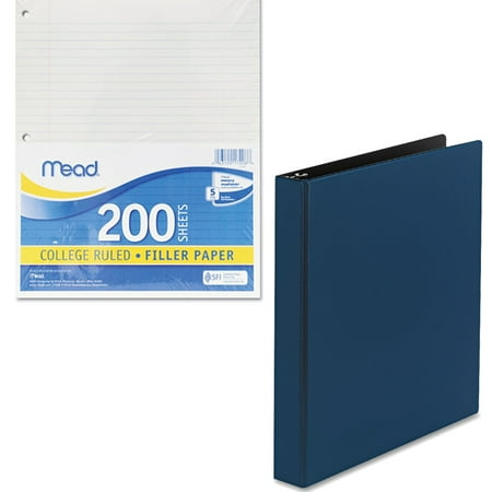 Yellow Binder Paper Mead Filler Paper, College Ruled, 3-Hole Punched, 11 x 8-1/2, 200 Sheets Per Pack and Avery Durable Binder with EZ-Turn Ring, 1