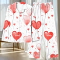 thumbnail image 3 of Jamicy Womens Pajamas Set Valentine's Day Silky Pajamas Floral Print Satin Pajama Set Long Sleeve Button Up Soft Sleepwear Cute Pj Sets, 3 of 7