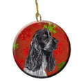 thumbnail image 1 of Black Cocker Spaniel Flocons de Neige Rouges Ornement en Céramique de Vacances, 2.81 Dia, 1 of 1