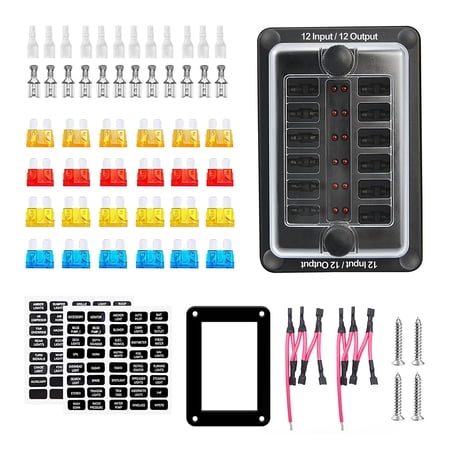 ruzhgo 58 Pieces/Set Boat Waterproof 12-way 1-in-1-out 32V Fuse Block