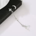 thumbnail image 2 of NUZYZ 2Pcs/Set Earring Moon Star Chain Rhinestone Alloy Ear Stud for Women, 2 of 8