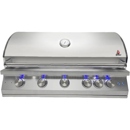 Chaleur 40" LEGEND LINE GAS GRILL 5-BURNER + 1 REAR INFRARED, 80,000 BTU, 304 Stainless Steel, Outdoor Kitchen Built In Grill Natural Gas