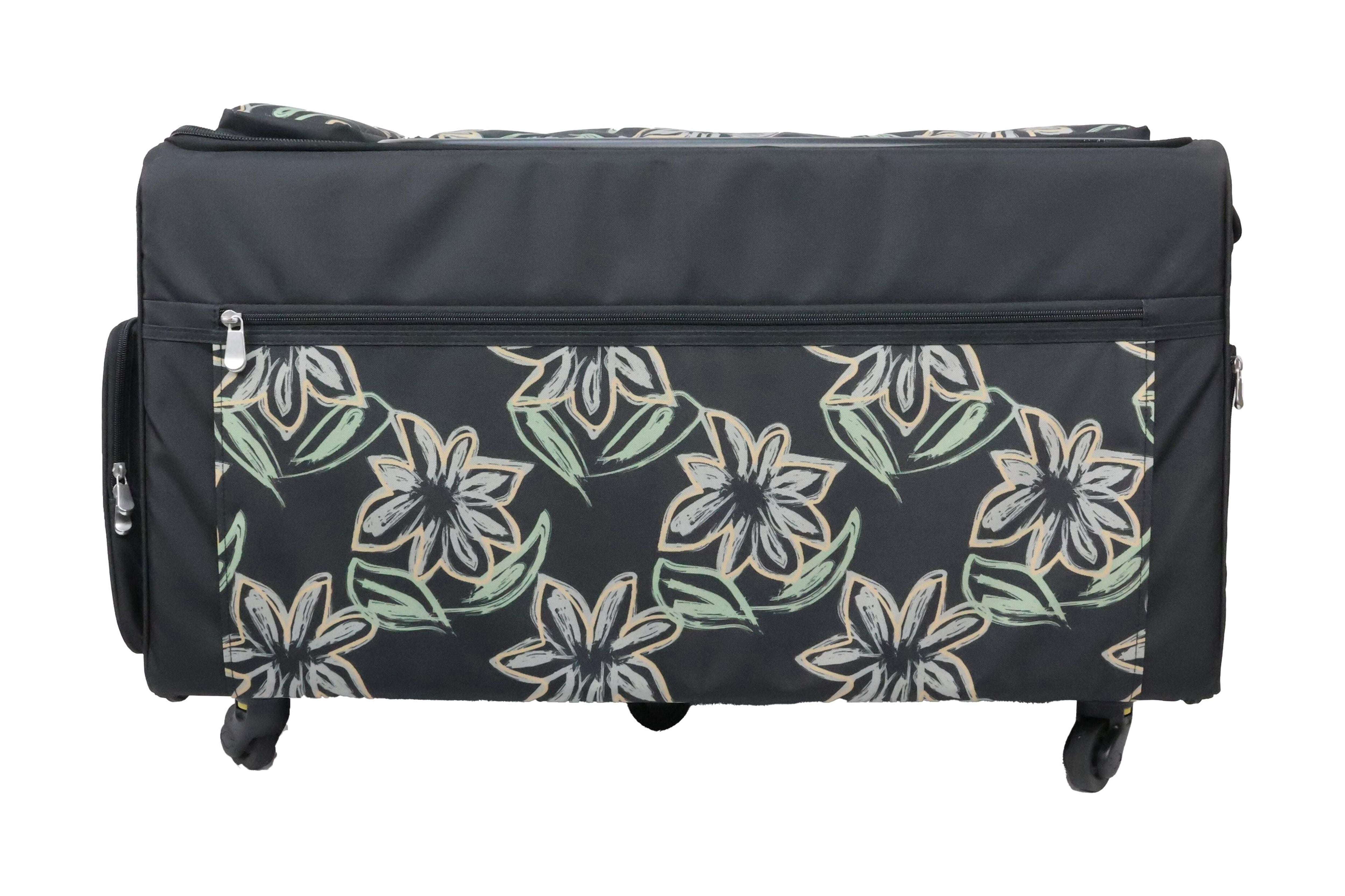 Everything Mary Jumbo 5 Wheel Collapsible Rolling Sewing Machine Storage Case, Floral